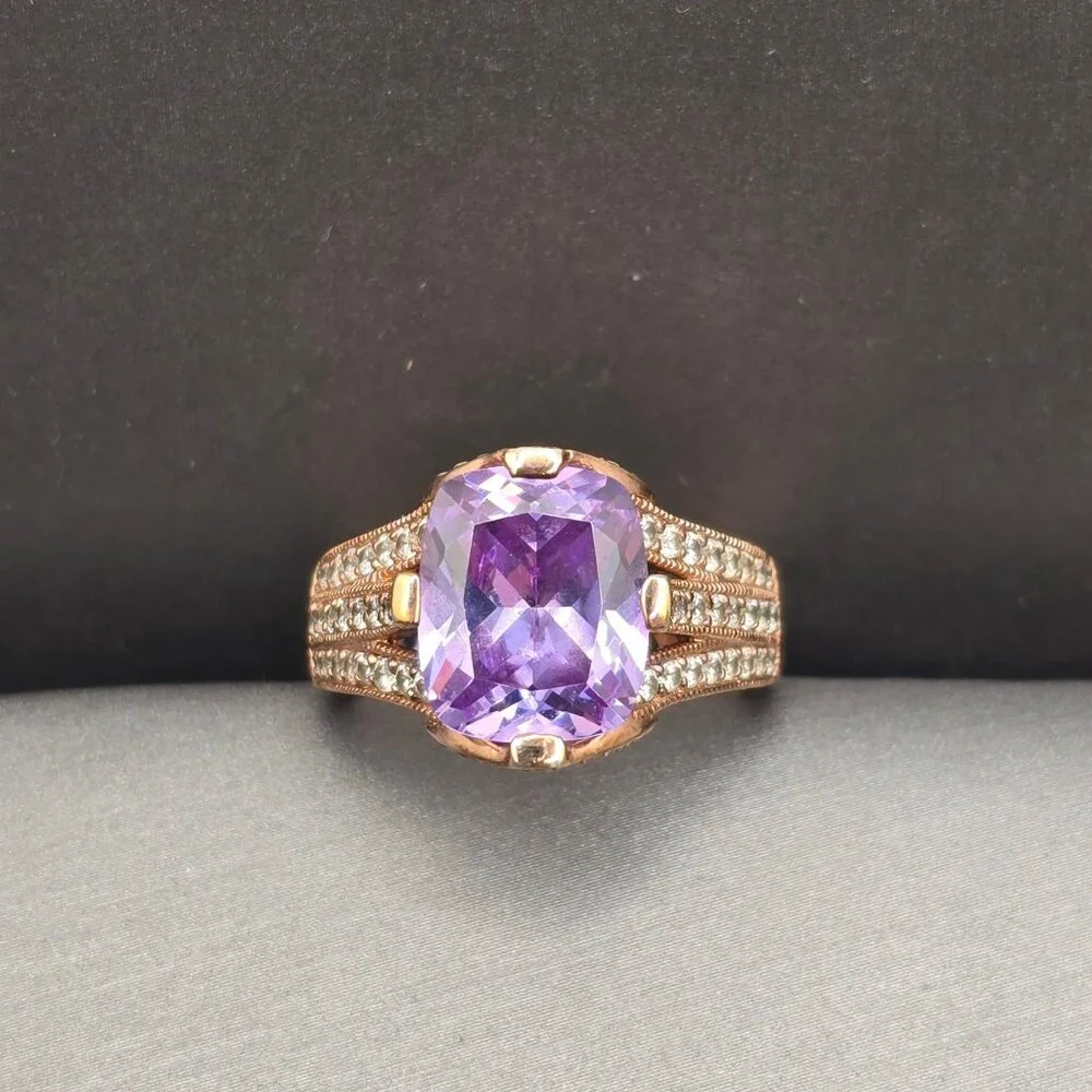 Vanna K Bella Luce Lavender Cushion Cut Ring 18k Rose Gold Over Silver Size 8 - Picture 13 of 13